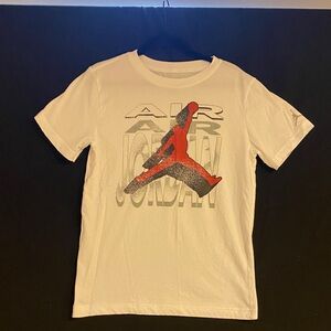 Nike White Tee with Red Jumpman and Silver Air Jordan Print